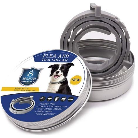 Collier Anti-puces et Anti-tiques pour Chien et Chat,Traitement Anti Tique et Puce, étanche pour,Taille Réglable, Protection 8 Mois,1 Paquet(Grand)