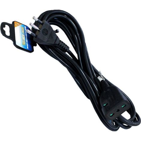 Prolunga Lineare Colore Nero 5M 3X1.0mm Spina Italiana 16A Presa Bipasso 10/16A Max 3500W