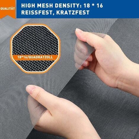 Rollo de mosquitera de 120 x 300 cm, tela mosquitera por metro para ventanas, fibra de vidrio ajustable y resistente, gris, BSR (1/4)