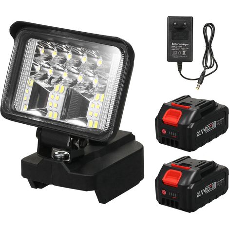 Linterna de trabajo LED de 3 pulgadas para baterías de litio de 21 V, iluminación exterior ultrabrillante, rotación de 120°, linterna portátil para acampar, hacer senderismo y situaciones de emergenci