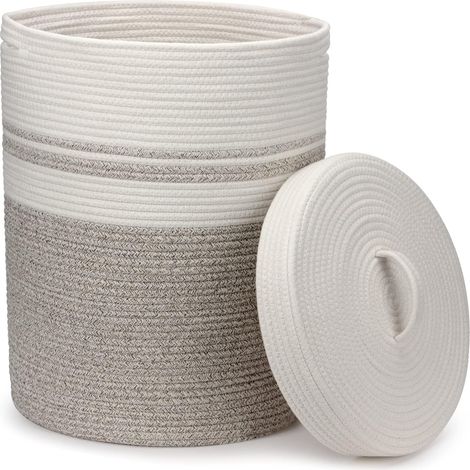 Panier à Linge avec Couvercle, Panier à Linge Pliable pour Rangement Chambre ou Salle de Bain, Corbeille à Linge Sale(Brun avec couvercle,55L) (1/5)