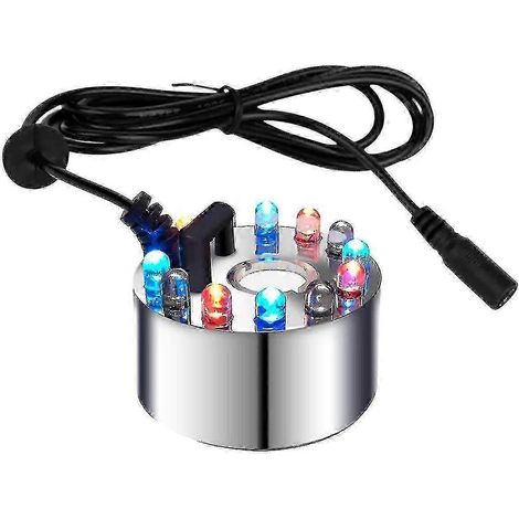 Mini atomiseur avec 12 LED, idéal pour les fontaines, les bassins, les humidificateurs d'air et la décoration de jardin. (1/5)