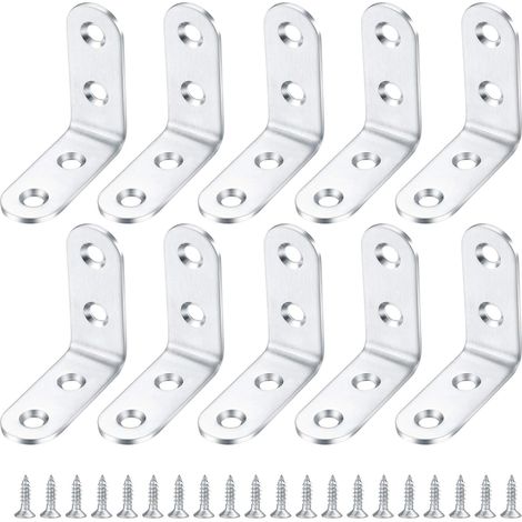 10 Stück Eckstrebe, Eckstrebe zur Wandmontage, 90-Grad-Regalhalterungen im rechten Winkel, L-förmige Regalhalterung aus Edelstahl für Eckstrebe zur Wandmontage – 40 x 40 x 2 mm