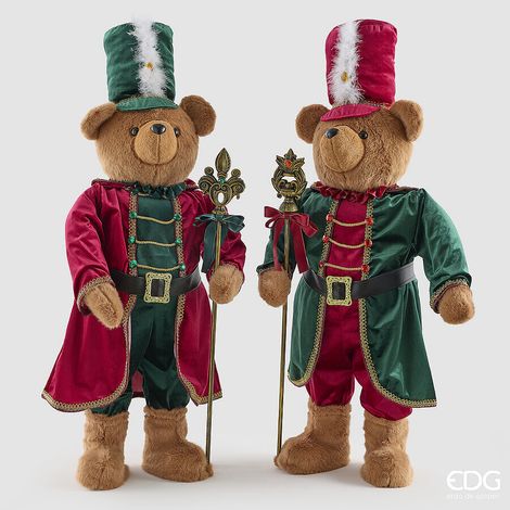 EDG Enzo De Gasperi Orso Soldatino Natalizio Assortito H100 cm Verde Rosso 1 Pezzo – Decorazione di Natale (1/4)