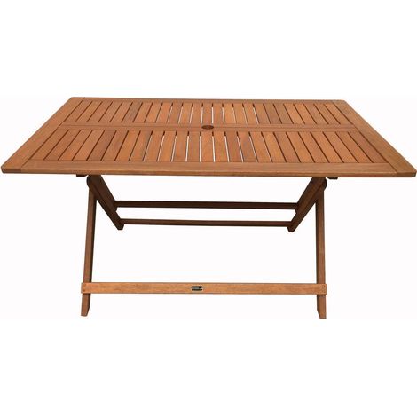 Mesa plegable en madera exótica "Hong Kong" - Maple -  135 x 80 cm - Marrón claro (1/5)