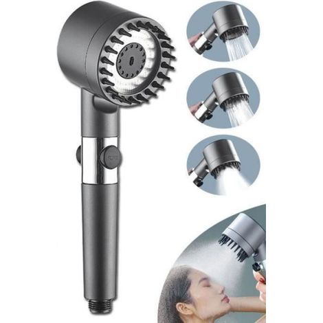 Pommeau De Douche - Haute Pression - 3 Modes - Filtre Anti-Calcaire - Arrêt Par Pression - 1 Pièce (1/4)