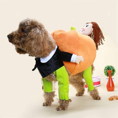 Déguisement amusant en coton 3D de citrouille transformable pour animaux de compagnie, idéal pour Halloween, le cosplay et les fêtes costumées. Convient aux chiens et aux chats. (1/5)