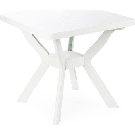 PROGARDEN mesa resina nilo blanca 79x79 cm , Mesa Resina Nilo Blanca 79x79cm.
-Marca: Progarden.
-Mesa cuadrada con patas unidas por una cruceta.
-Dimensiones producto: 79 x 79 x 7