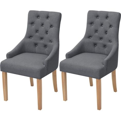Juego de 2 sillas de cocina comedor estilo moderno respaldo acolchado en tela gris oscuro CDS020531