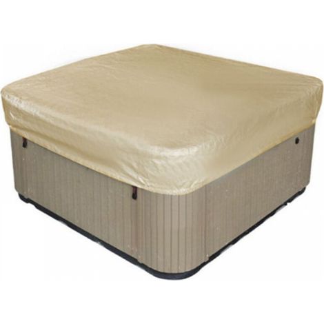 Housse de spa carrée, imperméable, anti-poussière et anti-UV, avec sac de rangement, beige, 210 x 210 x 30 cm (1/3)