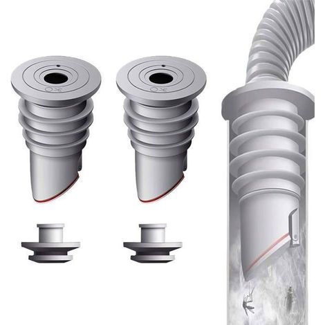 Joint d'évacuation pour machine à laver 35-40 mm 2 pièces Gris anti-odeurs Bouchon étanche pour l'évacuation de l'eau (Usage domestique) (1/4)