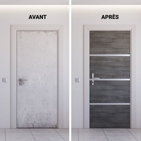 Kit renovation porte gris agate et profiles gris alu non encolle (1/4)
