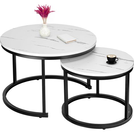 Set aus zwei Galen-Lofttischen aus weißem Marmor