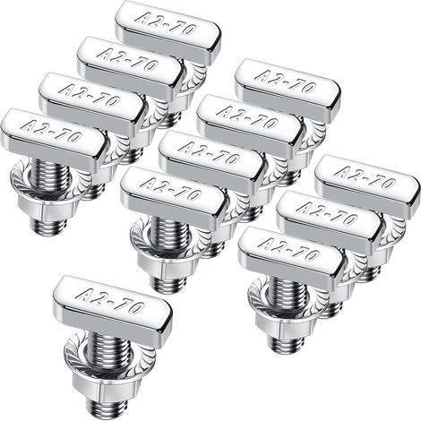Lot de 12 vis et écrous M8 x 20 A2-70 Acier inoxydable pour rails de montage solaire PV et serre photovoltaïque (1/5)