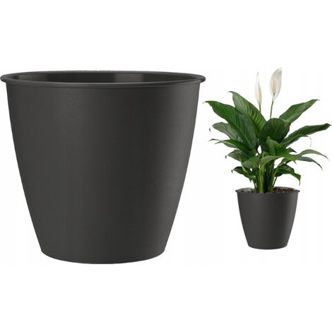 Runder anthrazitfarbener Blumentopf 13x12 cm Azalee