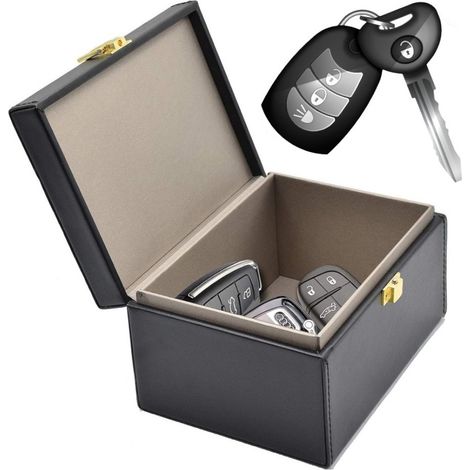 Scatola antifurto Faraday per chiavi auto, telefono, blocco onde radio, colore nero (1/5)