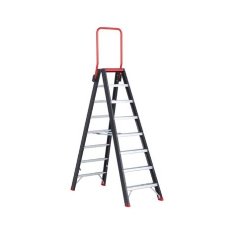 altrex Sicherheits-Stehleiter, beidseitig begehbar, 2 x 8 Stufen (1/5)