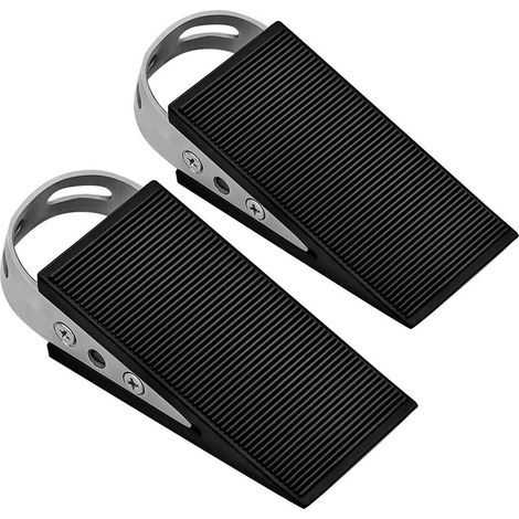 Cale Porte Arrêts de Portes Cale de Porte en Caoutchouc Pas besoin de poinçonner, convient aux carrelages parquets moquettes etc-Noir (1/5)