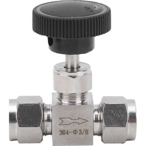 Vanne à Aiguille 2 Voies Haute Pression en Acier Inoxydable 304 pour Contrôle de Débit Eau/Gaz/Liquide Ф3/8 (1/5)