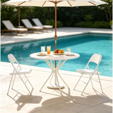 Pack de 2 sillas plegables de acero blanco 45x46x78 cm para comedor – MEUBLIV (1/5)