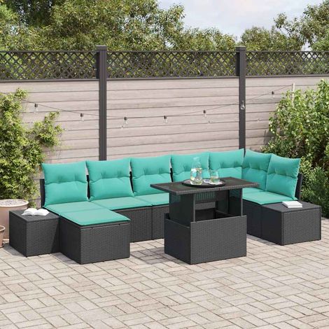 vidaXL Set Divano da Giardino 8 pz Nero polyrattan (1/5)
