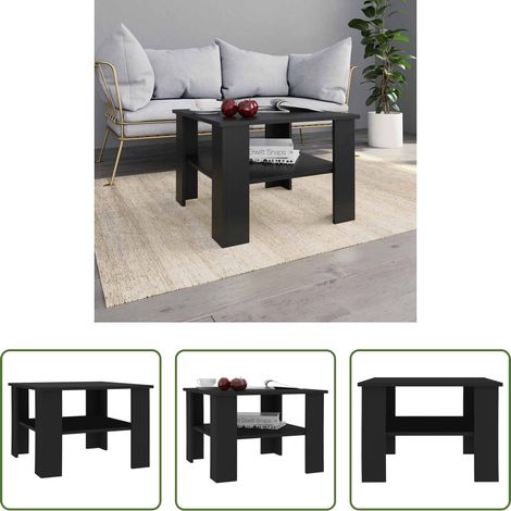 Bois d'ingénierie -  Table basse Noir 60x60x42 cm Bois d’ingénierie (1/5)