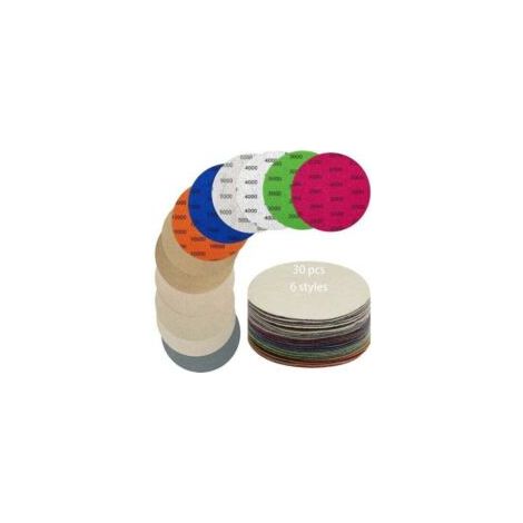 -30 discos de lijado para papel abrasivo de 125 mm, grano 2000/3000/4000/5000/7000/10000, para uso en seco y húmedo. Papel abrasivo utilizado para pulir metal, madera y lijar y refinar. D thsin-Crezuo