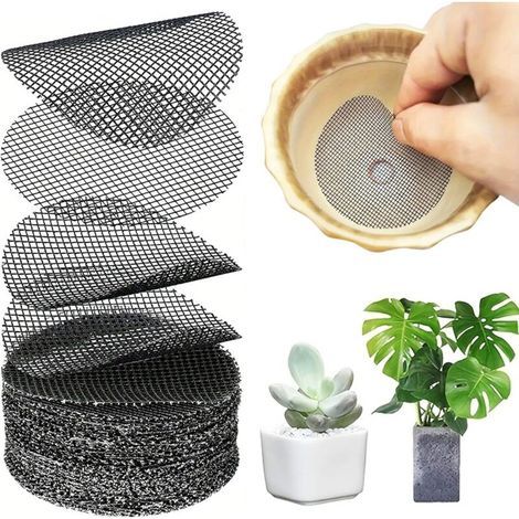 100 Pièce Grille de Drainage Bonsai, Tapis pour Pots de Fleurs Ronds, Grille Plastique pour Coupe Bonsai, Pot de Fleurs ou jardinière-5cm (1/5)