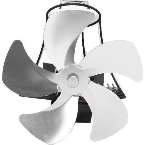 Ventilateur mural à 5 pales pour cheminée, en alliage d'aluminium, magnétique et silencieux, alimenté par la chaleur, pour poêles à gaz, couleur argent. (1/4)