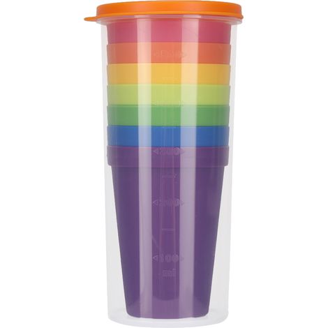 7 gobelets en PP incassables réutilisables, verres arc-en-ciel lavables au lave-vaisselle, lot de 7 (1/5)