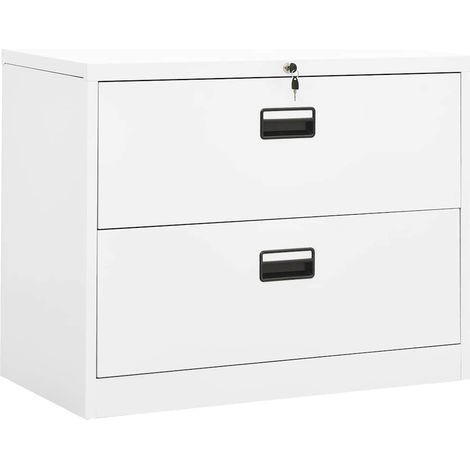 Classeur Meuble de Rangement - Armoire De Bureau Blanc 90x46x72,5 cm Acier BV152375 - BonneVie (1/5)