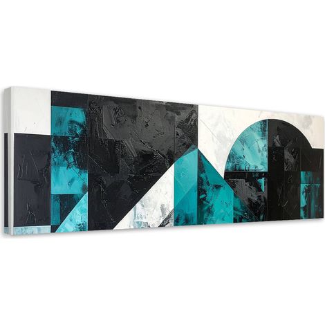 Quadro su tela, Cerchi astratti forme turchese, 90x30 (1/5)