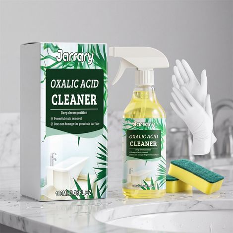 Oxalsäure-Fleckenentferner für die bequeme, tägliche Reinigung von Küchen- und Badezimmerschmutz, geeignet für verschiedene harte Oberflächen – Oxalsäurereiniger 100 ml, Schwamm, Handschuhe (1 Paar) - (1/5)