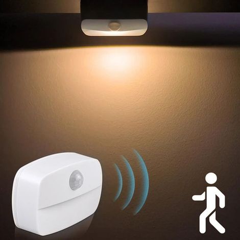 1 veilleuse LED sans fil avec détecteur de mouvement pour couloir, placard, escalier, chambre, armoire, veilleuse à économie d'énergie (lumière blanche)
