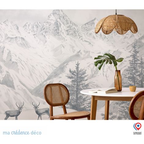 Papier peint : Chaine du mont-blanc et chamois 3 - Intissé - 300 cm - 280 cm (1/5)