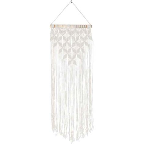 Décoration Murale "Macramé Long" 95cm Blanc