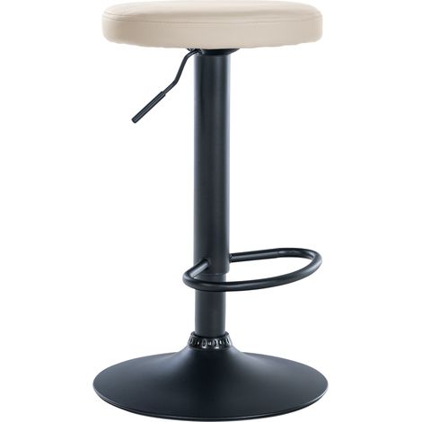 Sgabello da bar x1 design semplice altezza regolabile rivestimento in PVC crema gambe in metallo nero 100005343