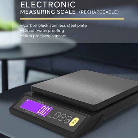 Balance de cuisson électrique rechargeable, étanche IP67, haute précision, avec comptage, tare, mise à zéro, arrêt automatique et conversion d'unités.