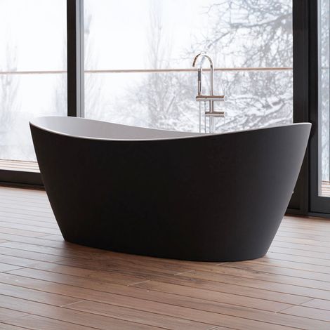 Freistehende Badewanne Neroon 2.0 170 schwarz 170 x80 x60 cm, by SPALINA