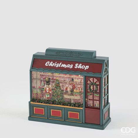 EDG Enzo De Gasperi Negozio Natalizio LED H22x22x8 cm Verde Rosso con Musica, Movimento e Luci – Decorazione di Natale (1/3)