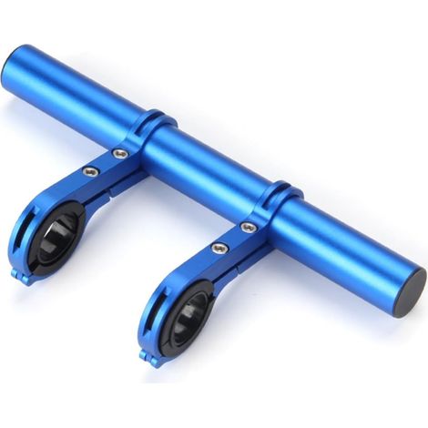 Rangement pour vélo, support d'extension pour éclairage de vélo, rallonge de guidon en alliage d'aluminium, double extension pour guidons de VTT, moto et vélo électrique, bleu - RAPANDA