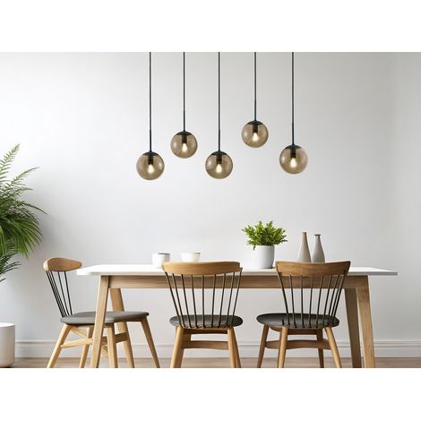 LED Pendelleuchte 5-flammig mit Rauchglas Kugeln, Breite 100cm (1/5)