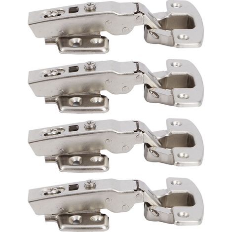 Lot de 4 charnières pour portes de placard de cuisine avec amortisseur, en acier laminé à froid Bisagra, bras droit, 11,5 x 7 x 2,5 cm (1/5)