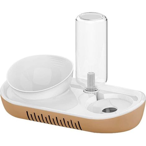 Gamelles pour chats, lot de 2 avec distributeur d'eau automatique et support surélevé pour le confort de l'animal. (1/4)
