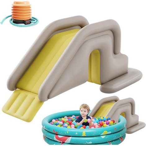 Scivolo acquatico gonfiabile - Parco giochi acquatico da giardino - Divertimento estivo - Protezione antiribaltamento - 200 x 80 cm - Giallo (1/5)