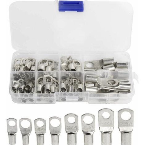 Perno de orificio para terminal eléctrico, conector SC de cobre estañado, crimpado/soldadura, apto para cables de 6 m㎡, 8 m㎡, 10 m㎡, 16 m㎡ y 25 m㎡ (60 unidades)