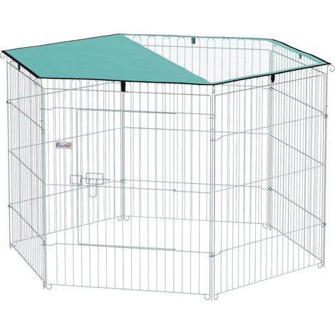 Parc pour chien, enclos chien 6 panneaux avec toit, pliable, enclos portable 76H cm avec porte (1/5)