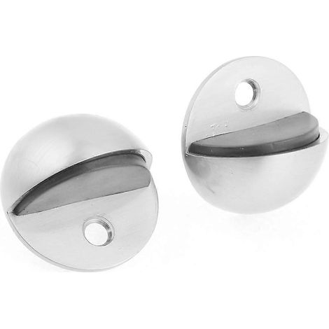 Butée de porte robuste en acier inoxydable, fixée au sol, avec amortisseur en caoutchouc, protection murale discrète, lot de 2 (1/3)
