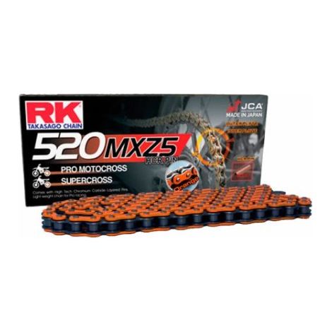 CADENA DE TRANSMISIÓN RK (MOTOCROSS) 520MXZ5-120 ESLABONES (CL) INCLUIDA COLOR NARANJA (CAPACIDAD: HASTA 500 CCM) (37,8 KN)