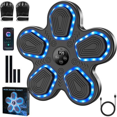 Music Boxing Machine de boxe musicale LED avec Bluetooth et gants de boxe, 9 vitesses et modes d'entraînement (1/5)